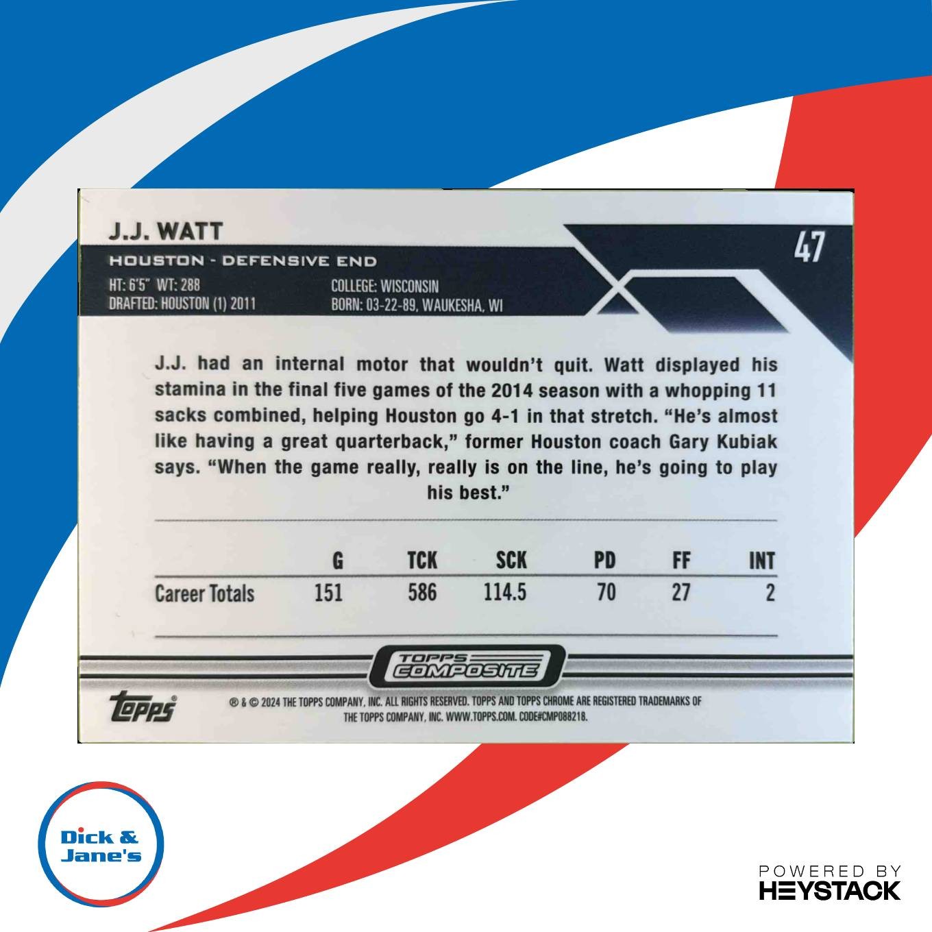 2023 Topps Composite J.J. Watt Chrome Sepia Refractor #47 Houston Texans - Sports Cards