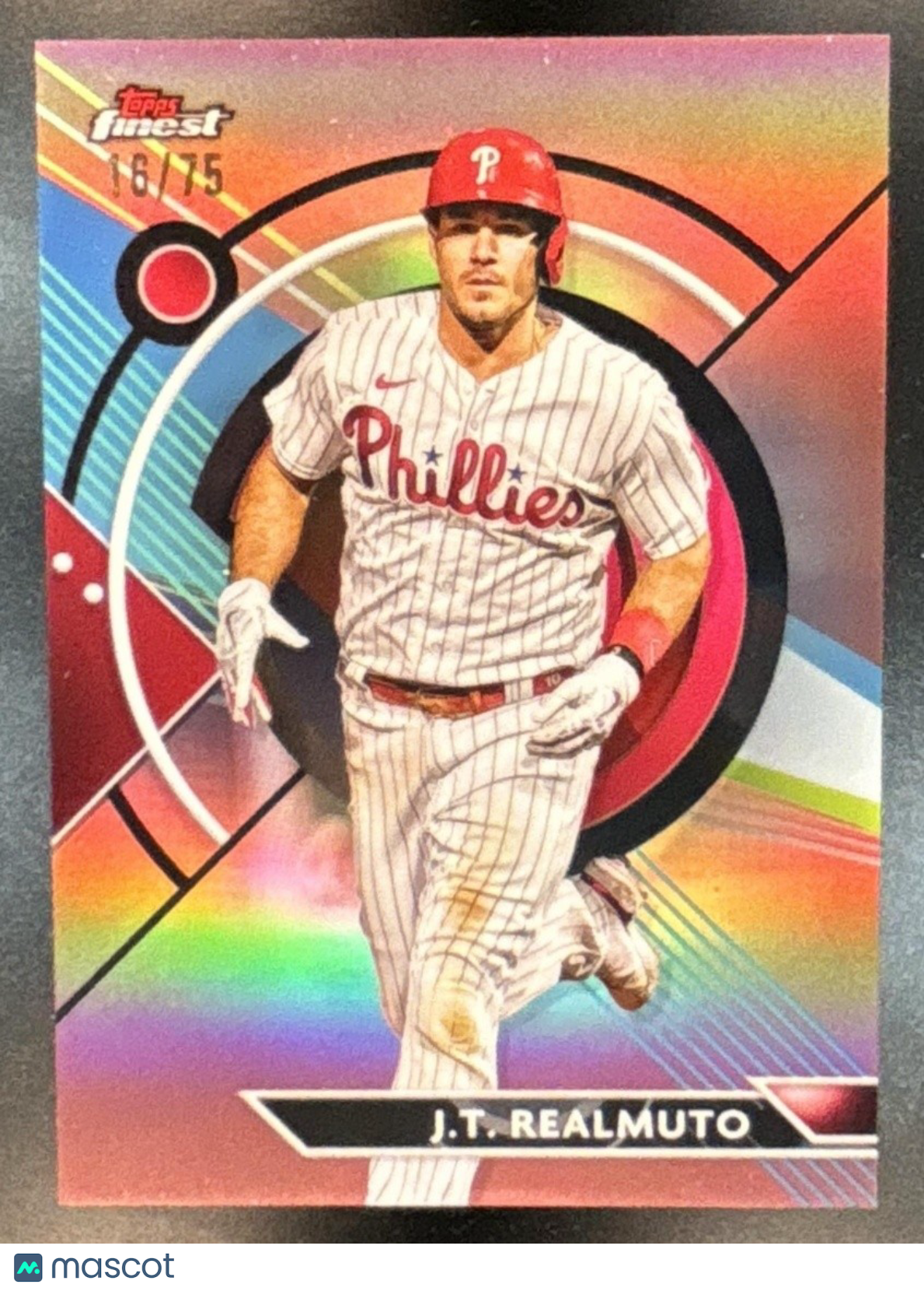 2023 Topps Finest J.T. Realmuto Rose Gold /75 #71 Philadelphia Phillies - Sports Cards