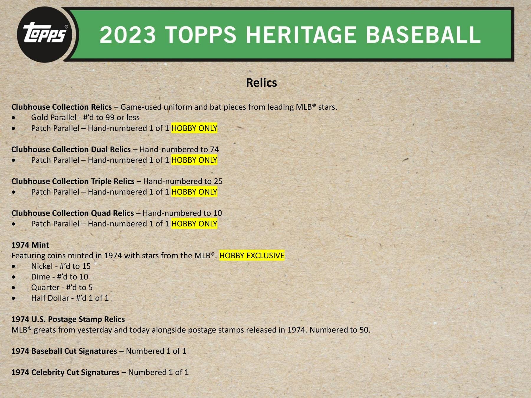 2023 Topps Heritage Baseball Hobby Pack or Pack Lots (9 Cards/Pack) - MLB Hobby Box