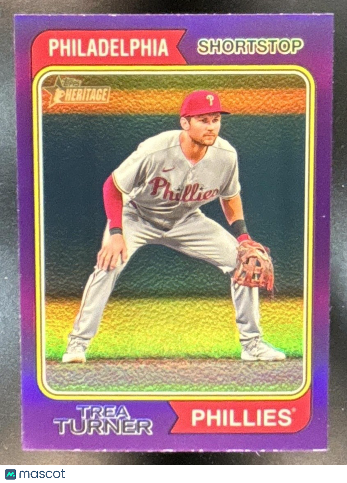 2023 Topps Heritage Trea Turner Chrome Purple Refractor #575 Phillies - Sports Cards