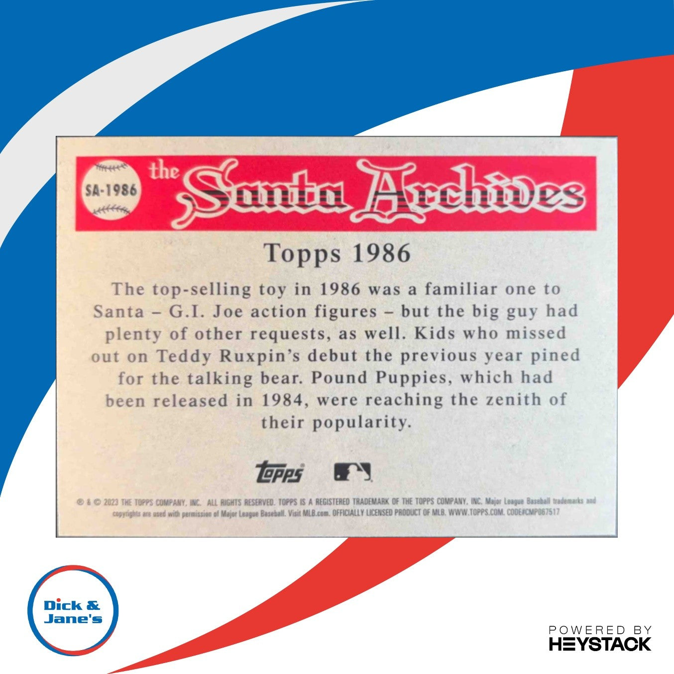 2023 Topps Holiday Santa Claus The Archives #SA-1986 - Sports Cards