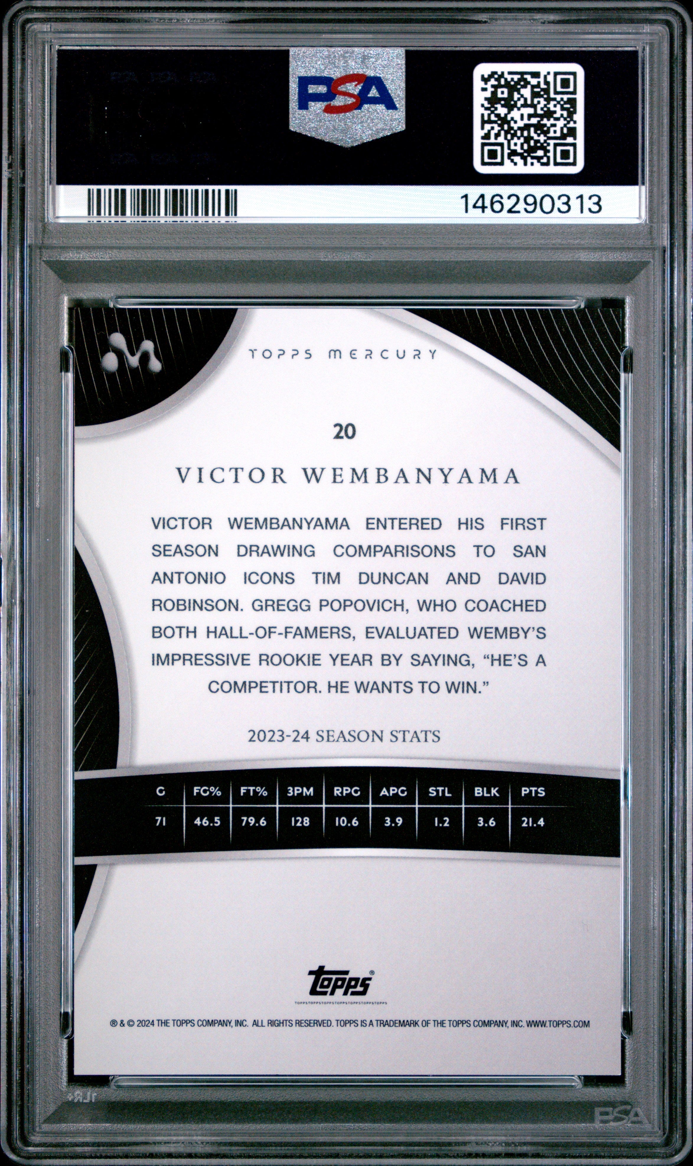 2023 Topps Mercury: Victor Wembanyama Victor Wembanyama PSA 10 GEM MINT - Graded Sports Cards