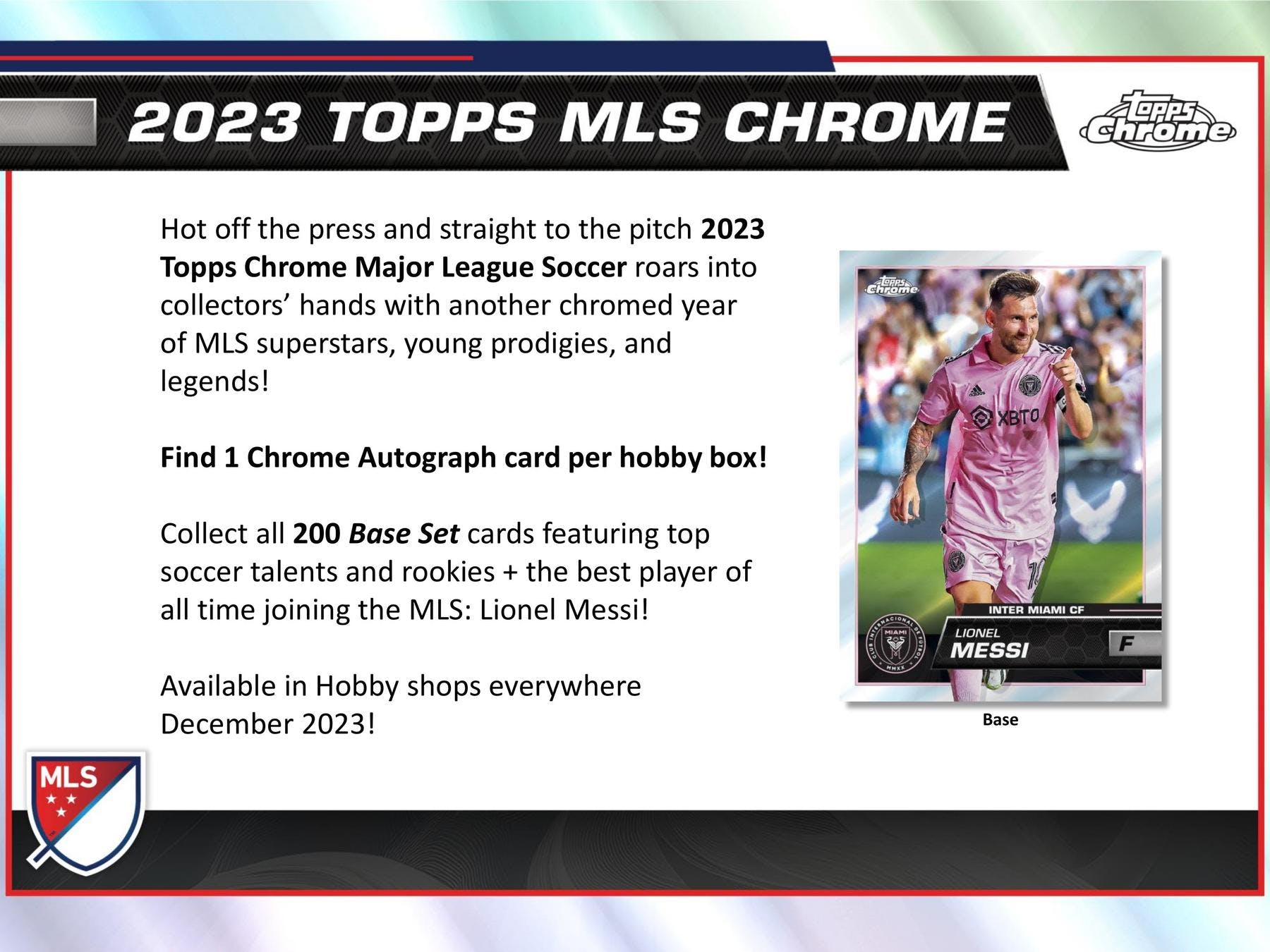 2023 Topps MLS Major League Soccer Chrome Soccer Hobby Box (1 Auto/Box & Possible Messi???) - Soccer Hobby Box