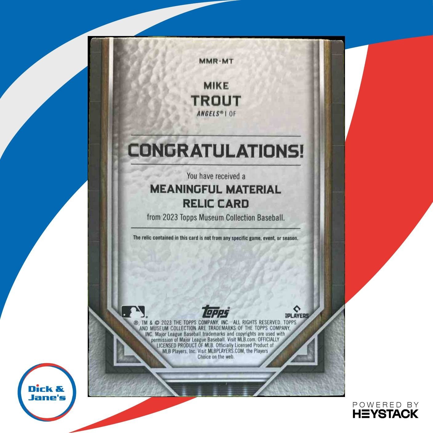 2023 Topps Museum Collection Mike Trout Meaningful Materials Ruby /10 MEM Angels - Sports Cards