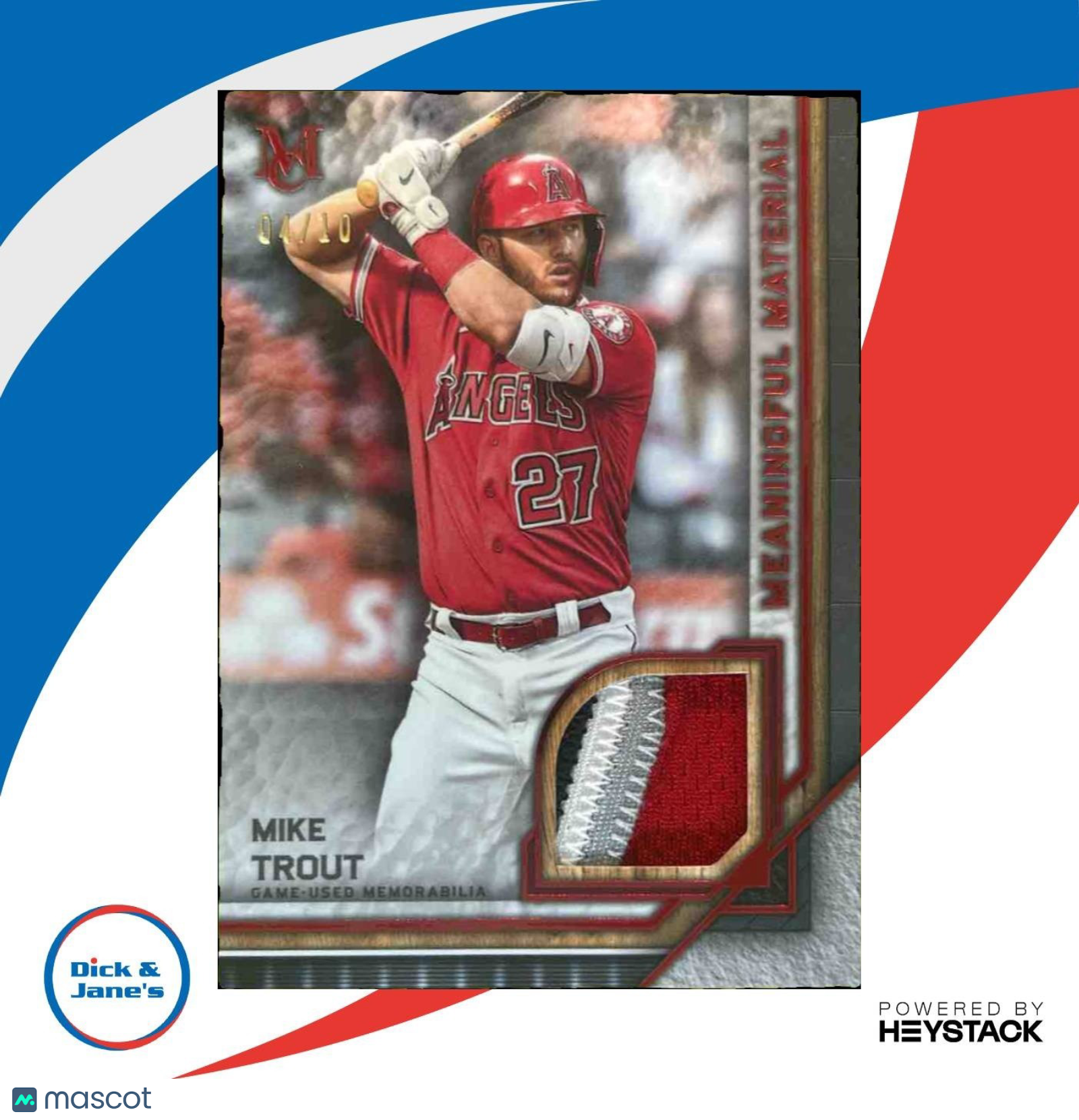 2023 Topps Museum Collection Mike Trout Meaningful Materials Ruby /10 MEM Angels - Sports Cards
