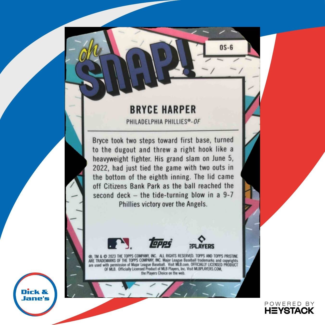 2023 Topps Pristine Bryce Harper Oh Snap! #OS-6 Philadelphia Phillies - Sports Cards