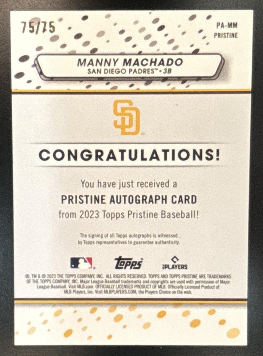 2023 Topps Pristine Manny Machado Auto Blue Refractor /75 San Diego Padres - Sports Cards