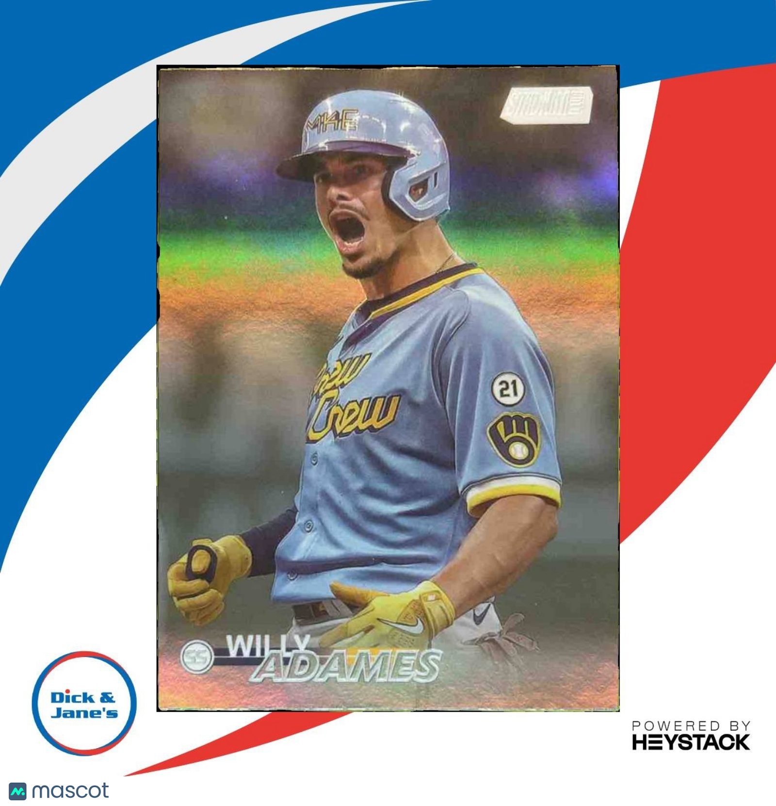 2023 Topps Stadium Club Willy Adames Rainbow Foilboard 6/25 #159 Brewers - Sports Cards
