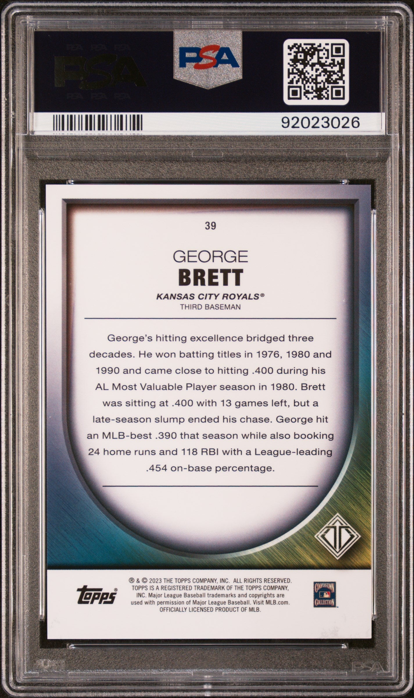 2023 Topps Transcendent Collection Icons Chrome George Brett 12/25 #39 PSA 8 Graded Sports Cards