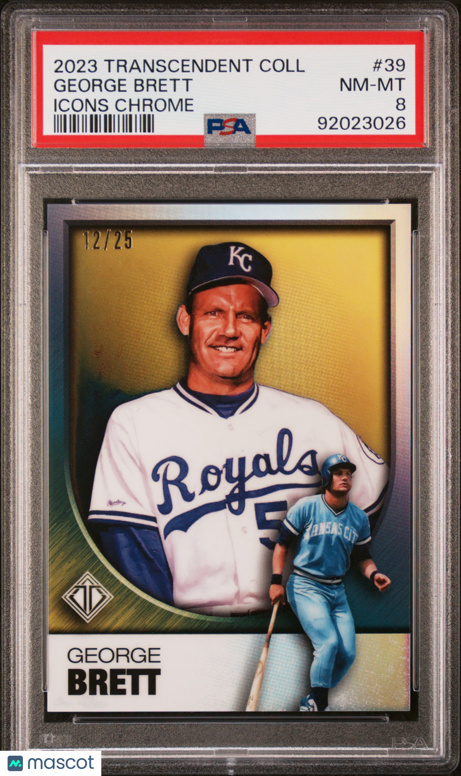 2023 Topps Transcendent Collection Icons Chrome George Brett 12/25 #39 PSA 8 Graded Sports Cards