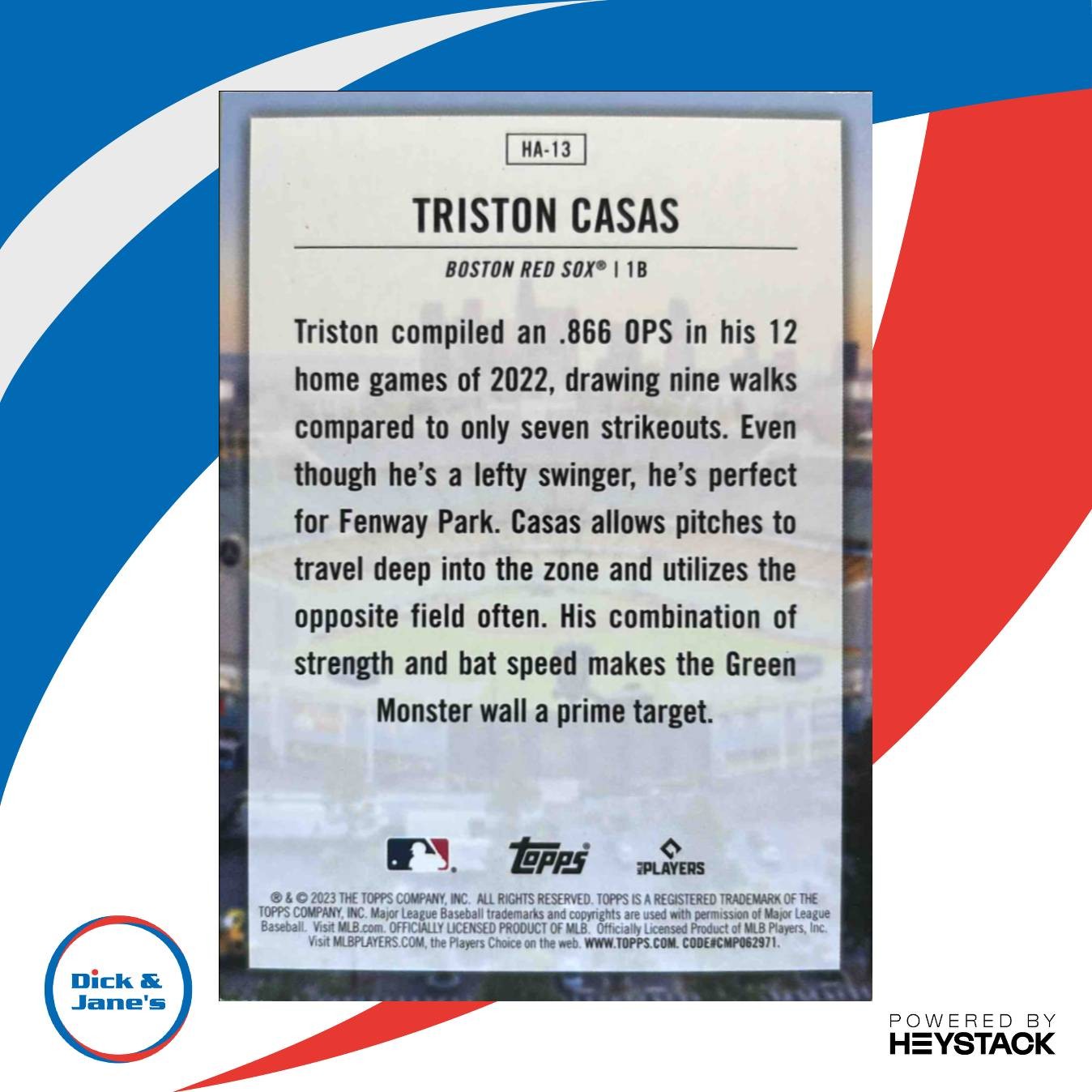 2023 Topps Triston Casas Home Field Advantage #HA-13 RC Boston Red Sox - Sports Cards