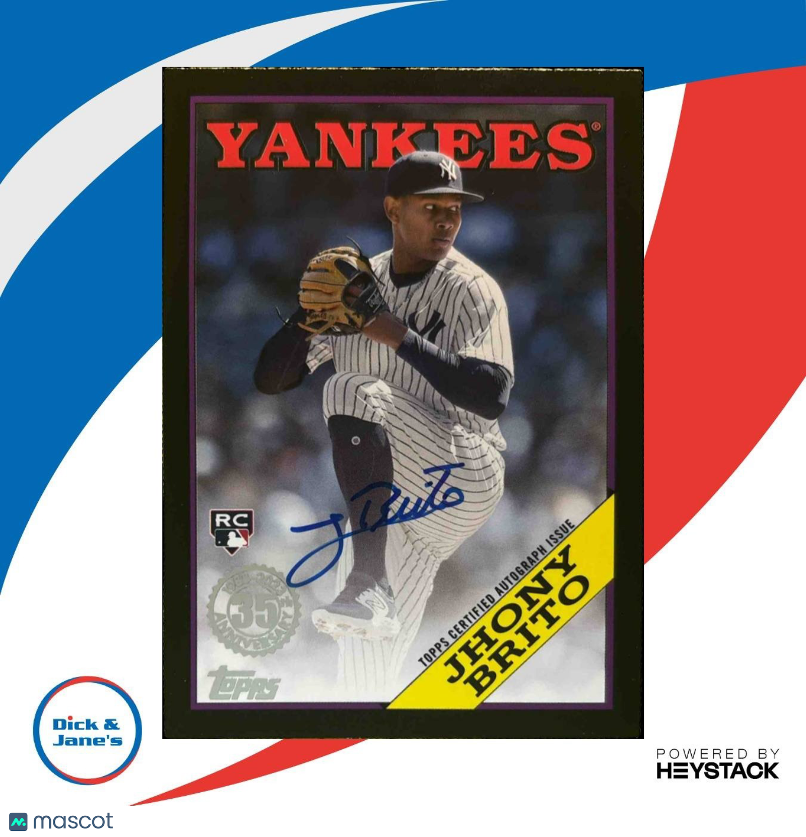 2023 Topps Update Jhony Brito 1988 Baseball Auto Black /199 RC Yankees - Sports Cards