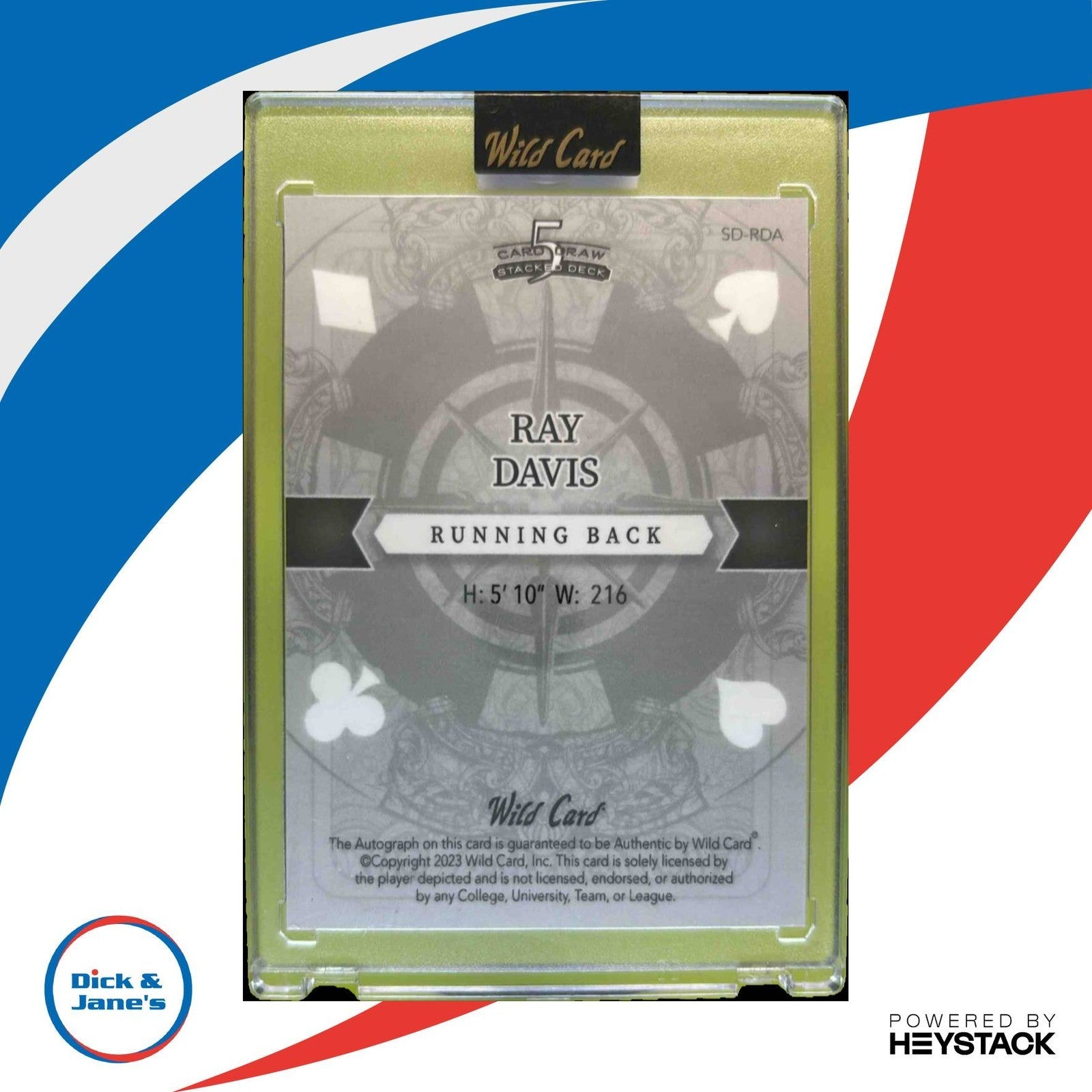 2023 Wild Card 5 Draw Stacked Deck Ray Davis Ace of Clubs Green 2/3 #SD RDA Auto Sports Cards