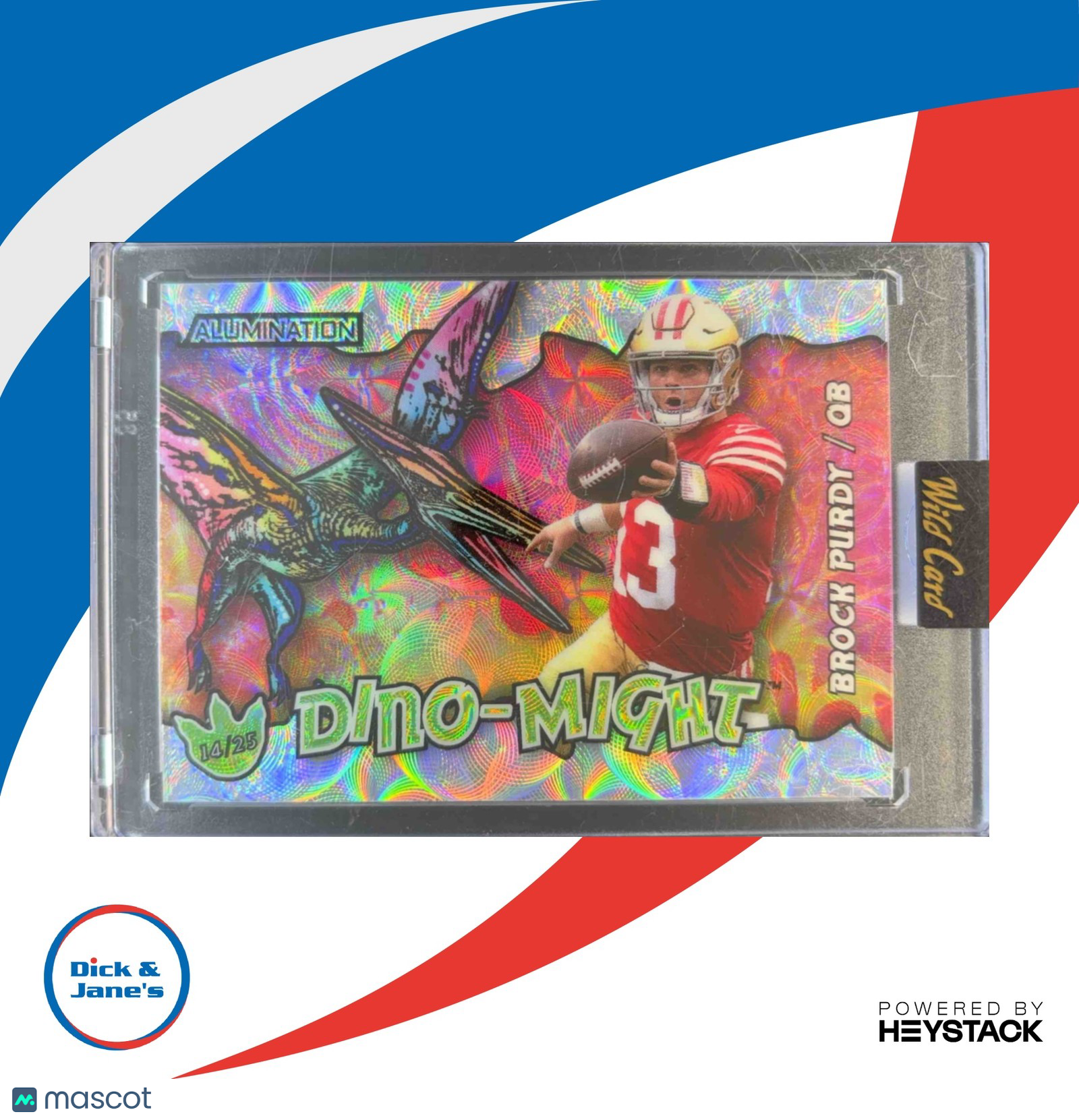 2023 Wild Card Alumination Brock Purdy Edition DinoMight Sparkles Pteradactyl/25 - Sports Cards