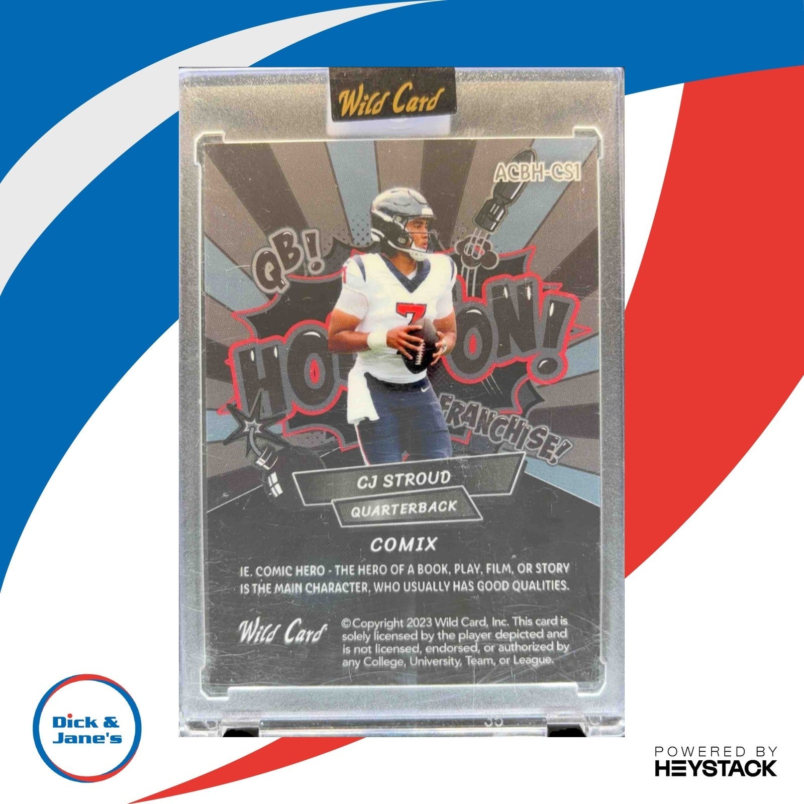 2023 Wild Card Alumination Comix ROY Houston White Jersey Red/White /15 Texans - Sports Cards