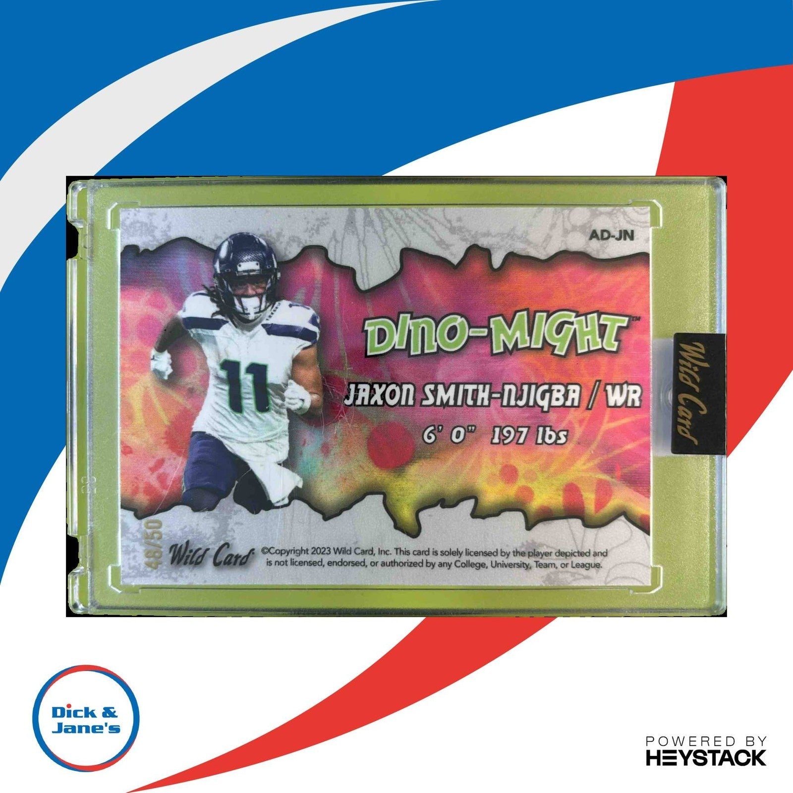 2023 Wild Card Alumination Jaxon Njigba DinoMight Rainbow Trex /50 Seahawks - Sports Cards