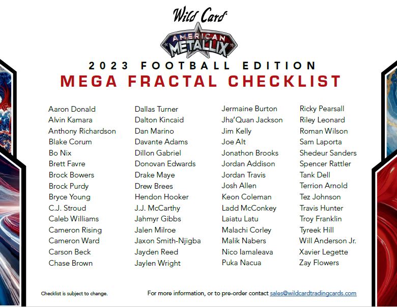 2023 Wild Card American Football Metallix SEALED HOBBY BOX (6 Autos) (Stroud RC AU?) Football Box