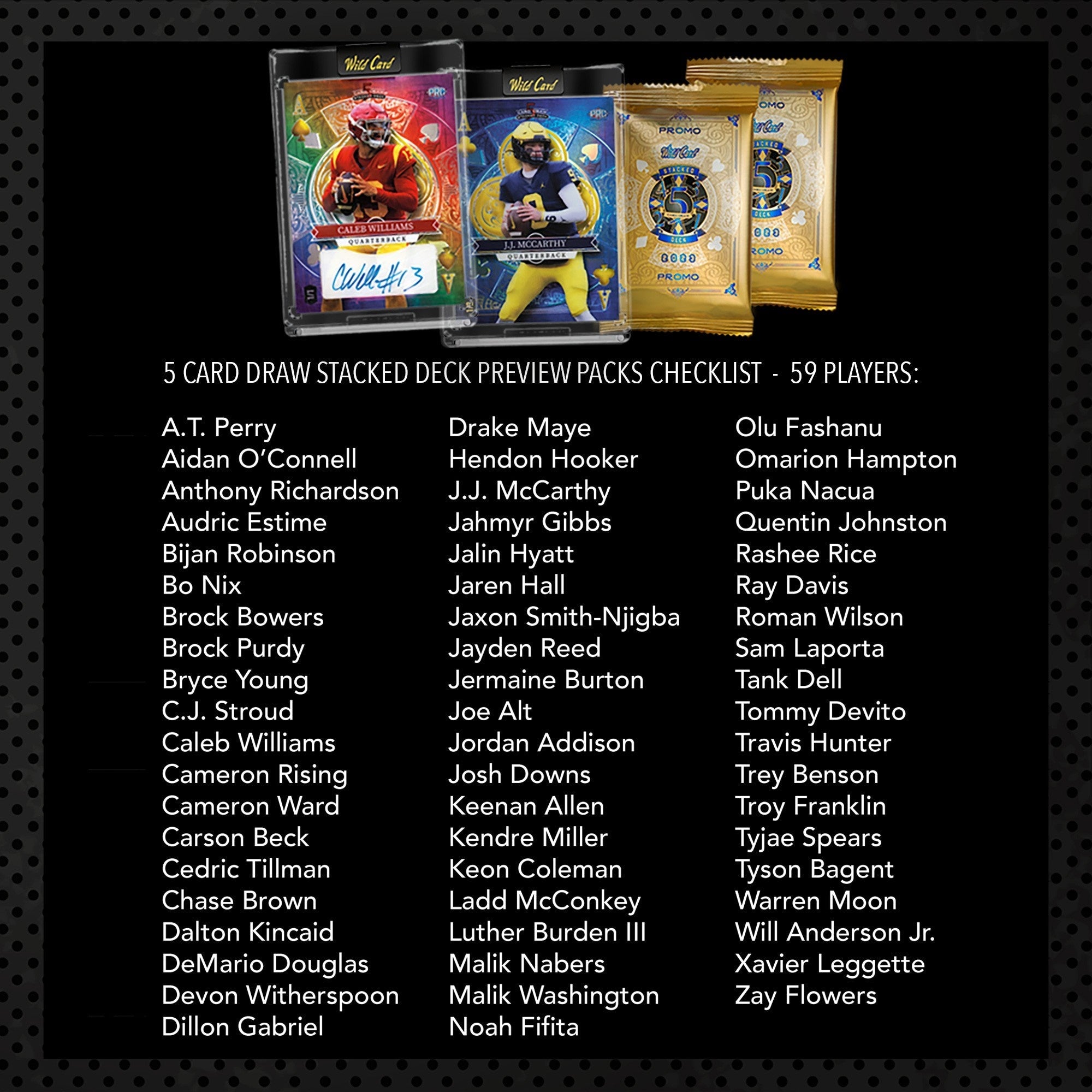 2023 Wild Card Five Card Draw Stacked Deck Football Hobby Box Promo Pack (#d to 5 or less) - Football Box