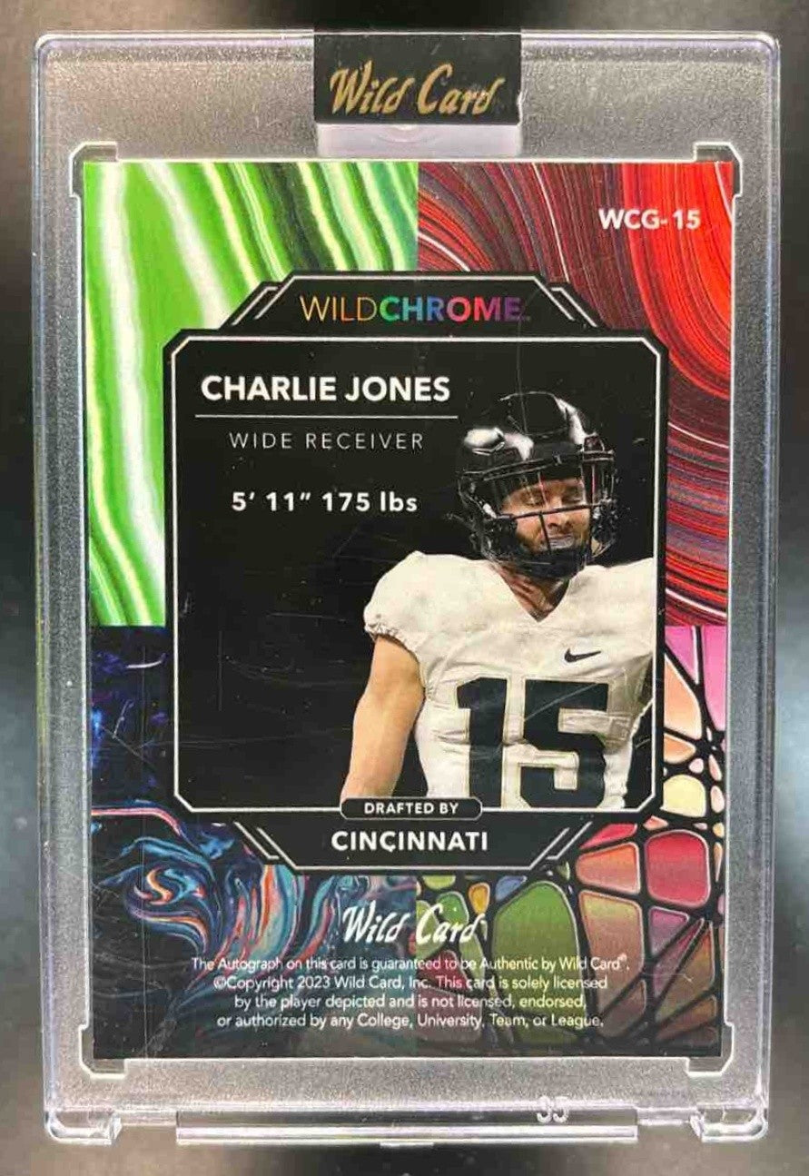 2023 Wild Card Wildchrome Draft Charlie Jones Auto Green /6 RC Boilermakers - Sports Cards