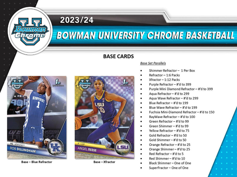 2023/24 Bowman University Chrome Basketball Hobby Box (2 Autos) Brony / Caitlyn