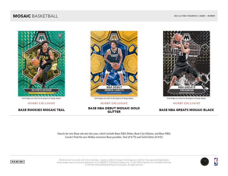 ONE PACK OF 2023/24 Panini Mosaic Basketball Pulled from Random Hobby Box