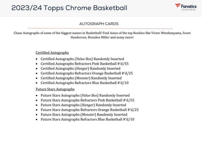 HANGER 2023/24 Topps Chrome Basketball Hanger Box (Orange Refractors)