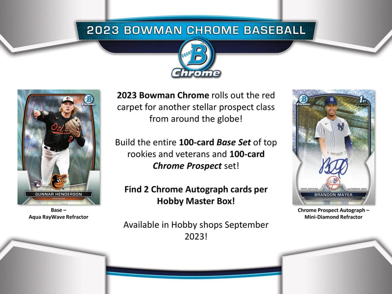 2023 Bowman Chrome Baseball Hobby Box (2 Autos/Box)