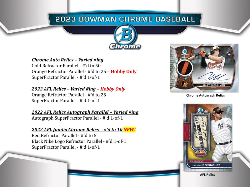 2022 Topps Bowman Chrome Baseball Hobby Box / Case