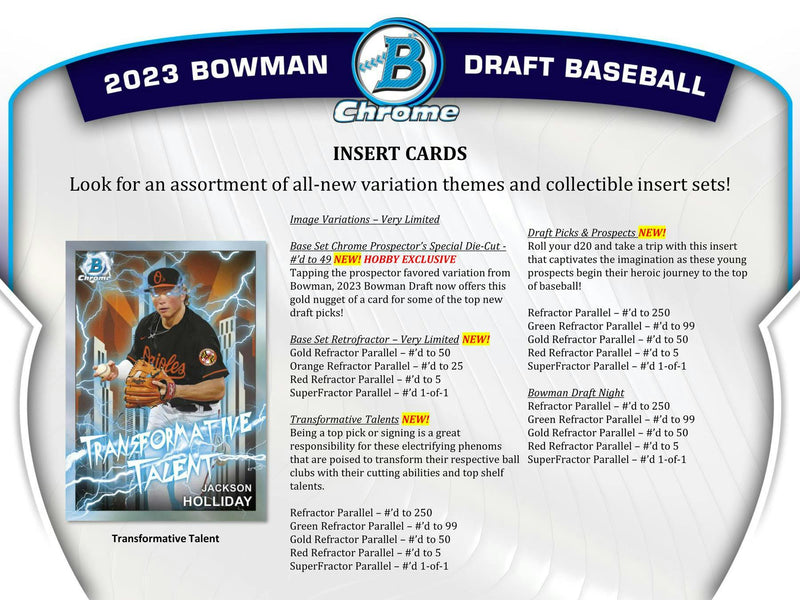 One PACK of 2023 Bowman Draft Chrome Baseball Hobby Pack (Random Pull from Box)