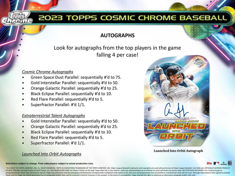 2023 Topps Cosmic Chrome Baseball Hobby Box (Galaxy)