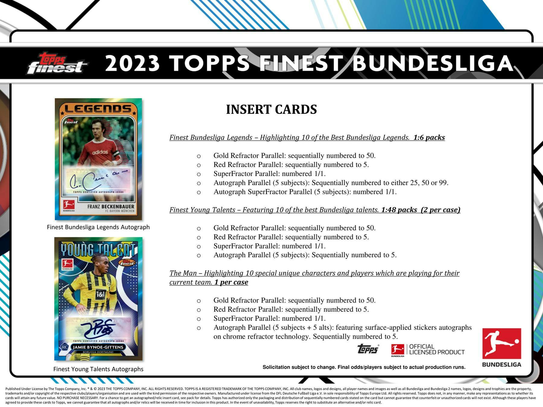2022/23 Topps Finest Bundesliga Soccer Hobby Box (2 Autos / Master Box)