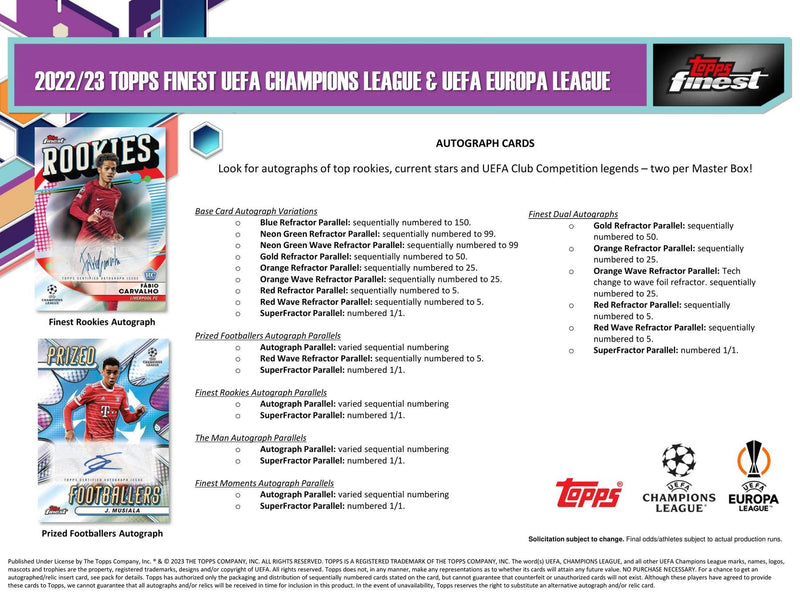 2022/23 Topps Finest UEFA Club Competitions Soccer Hobby (1 Mini Box)