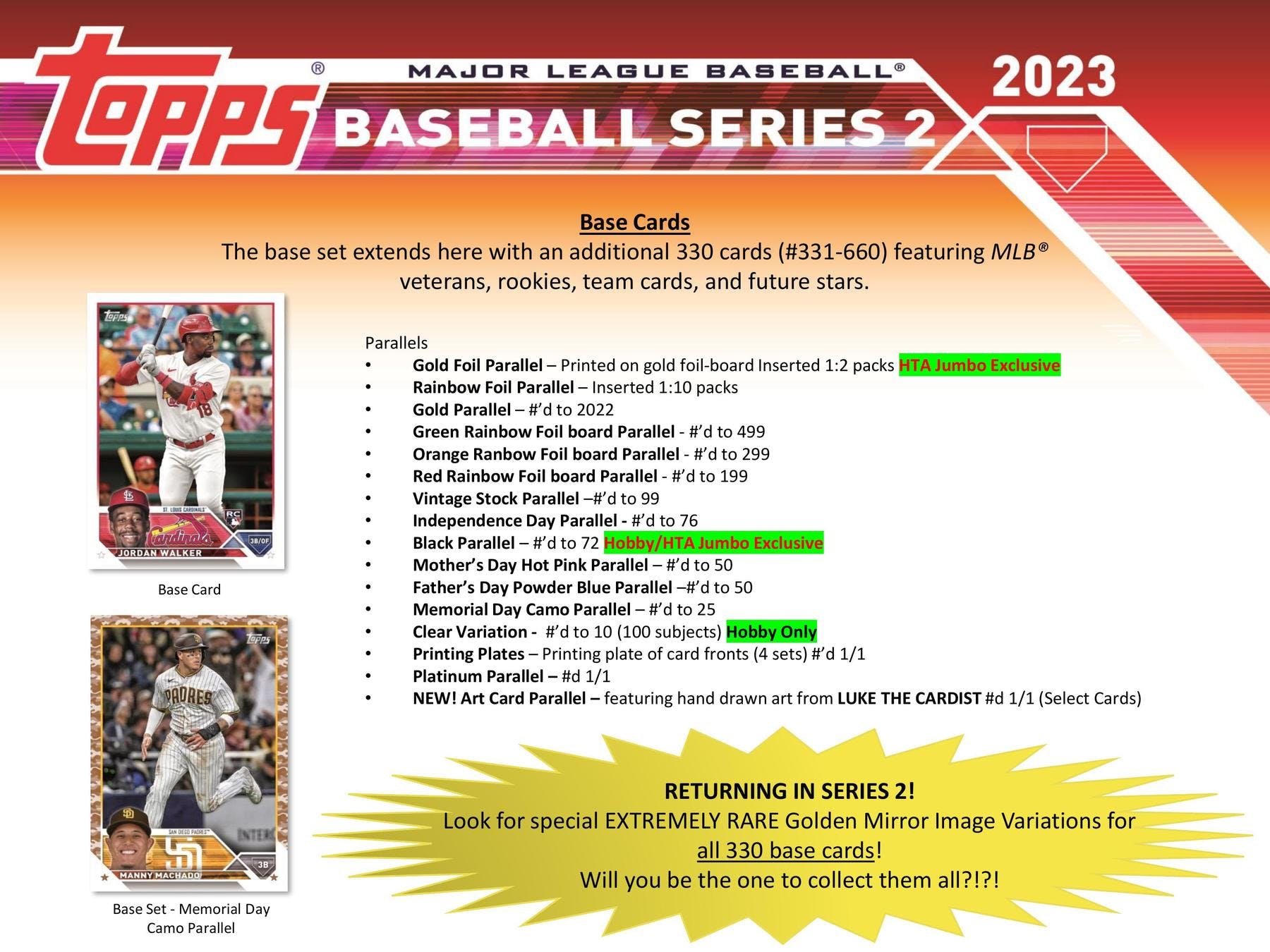 2023 Topps Series 2 Baseball Hobby Pack Lot / Lots
