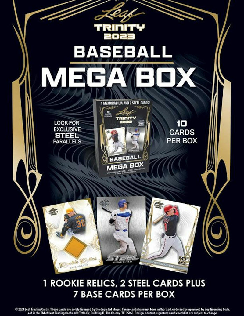 2023 Leaf Trinity Baseball Mega Box (1 Mem + 2 Steel Cards) Crews, Skenes & More!