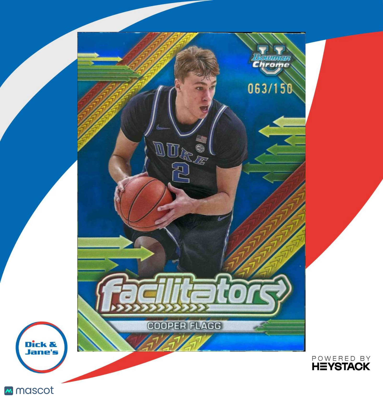 2024 25 Bowman University Chrome Cooper Flagg Facilitators Blue Refractor 63/150 Sports Cards