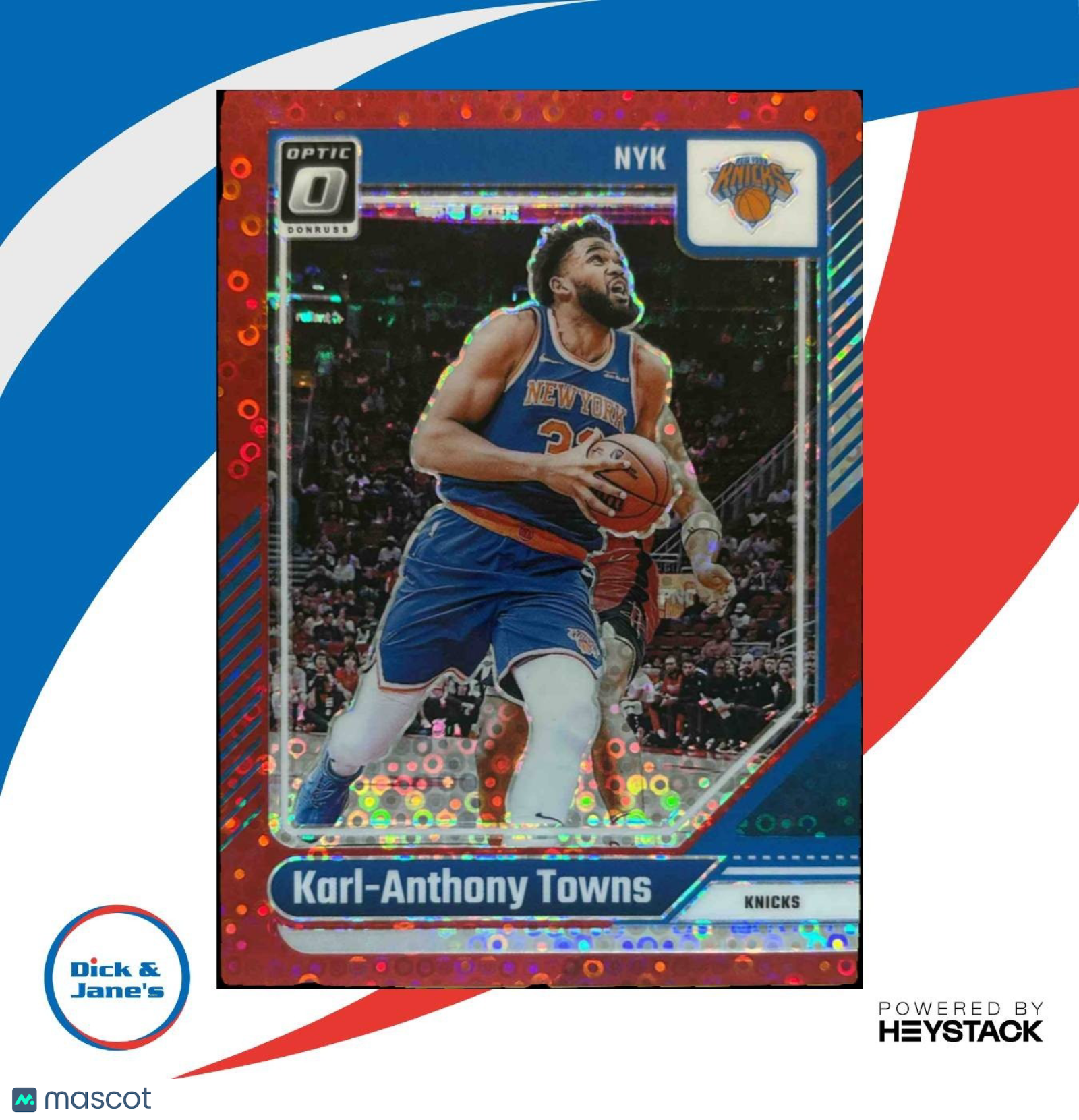 2024-25 Donruss Optic Karl-Anthony Towns Fast Break Red /75 #158 New York Knicks - Sports Cards