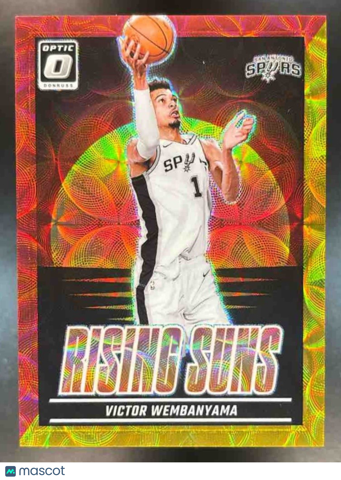 2024-25 Donruss Optic Victor Wembanyama Rising Suns Red & Gold /99 #19 Spurs - Sports Cards