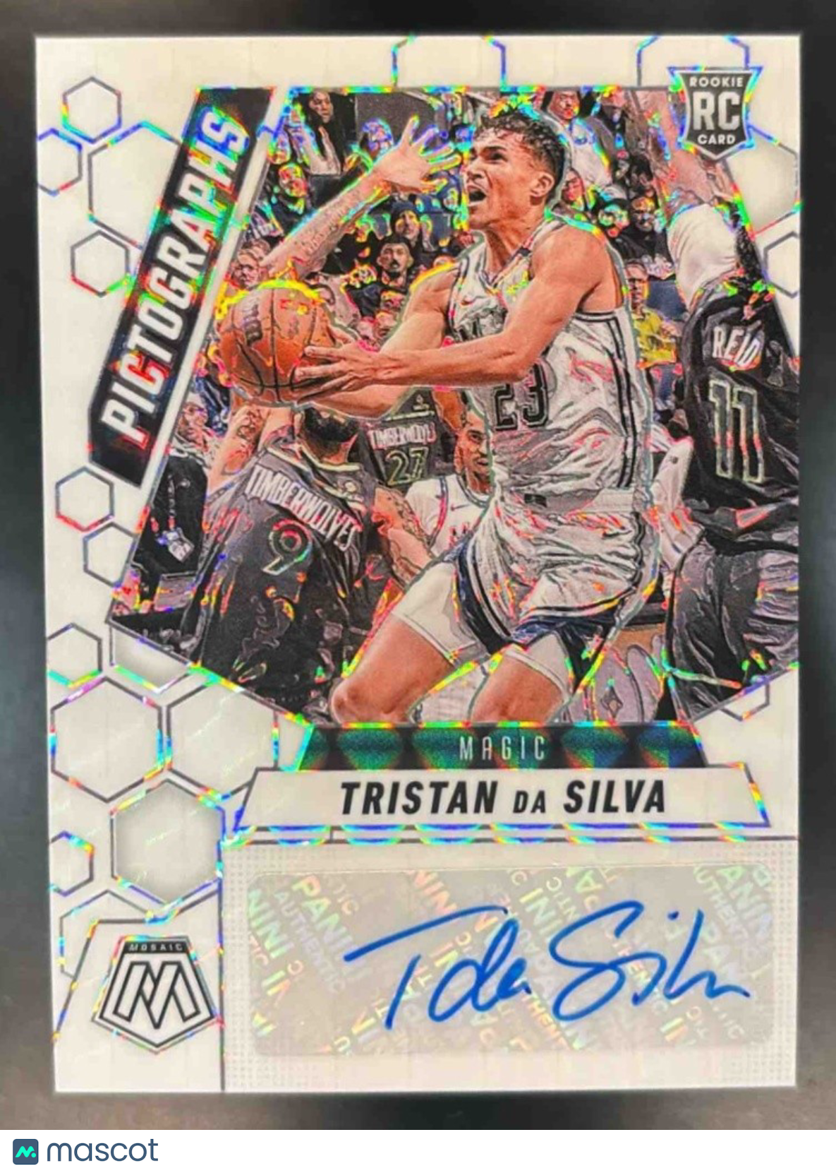 2024-25 i Mosaic Tristan da Silva Mosaic Pictographs White /25 RC Auto Magic - Sports Cards