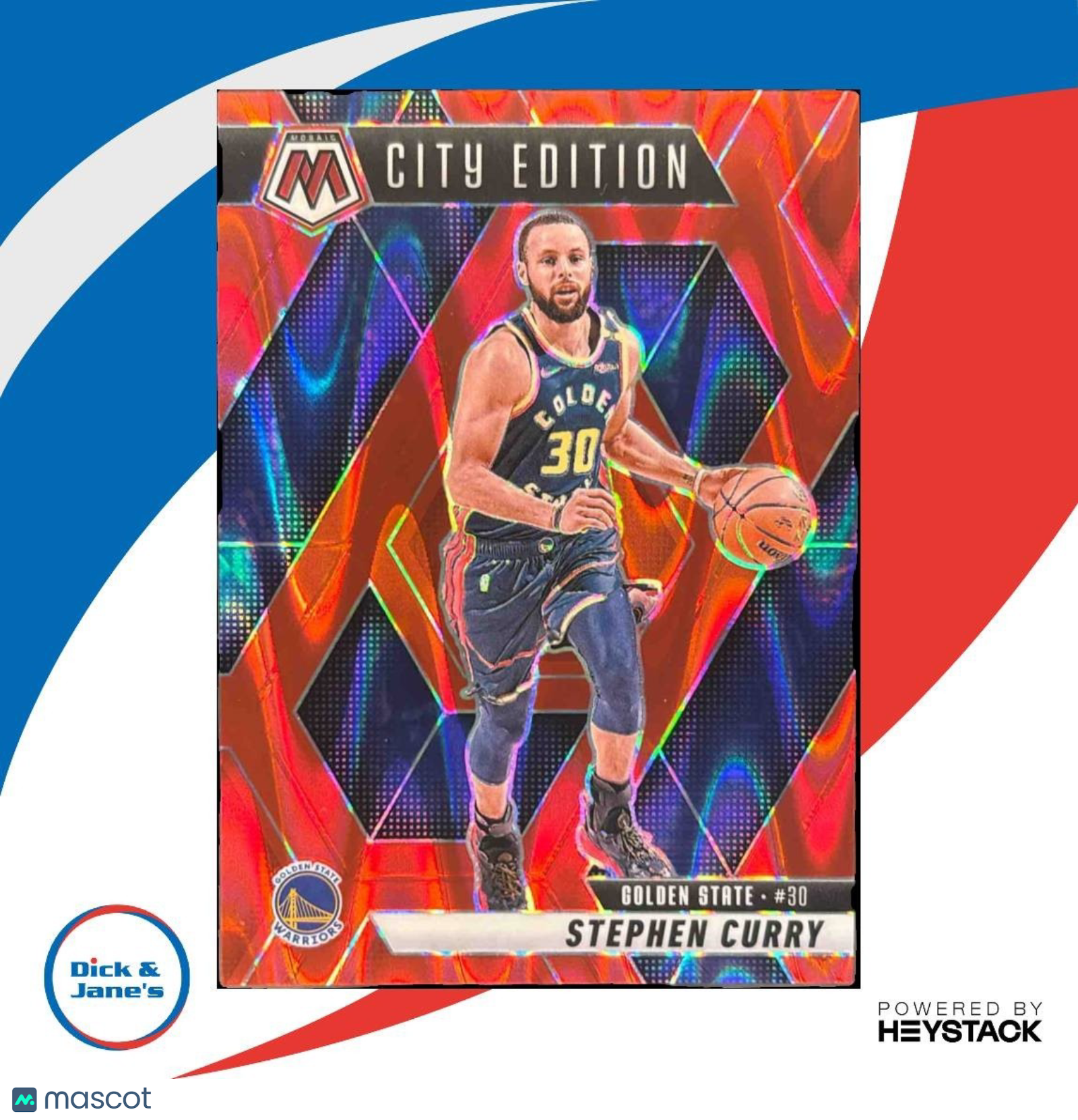 2024-25 Mosaic Stephen Curry Red Seismic /299 #272 City Edition Warriors - Sports Cards