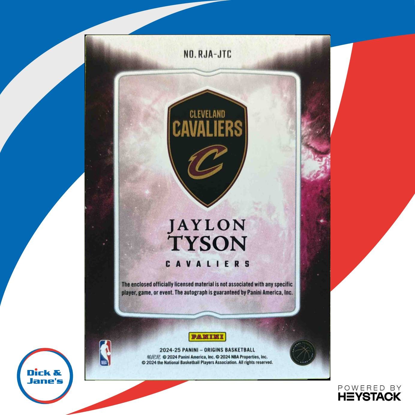 2024 25 Origins Jaylon Tyson Rookie Jersey Auto Red 75/99 RC Cleveland Cavaliers Sports Cards