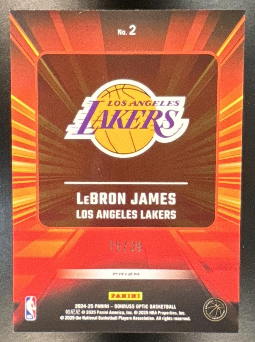 2024-25 Panini Donruss Optic #2 LeBron James Express Lane Orange 15/39 LA Lakers - Sports Cards