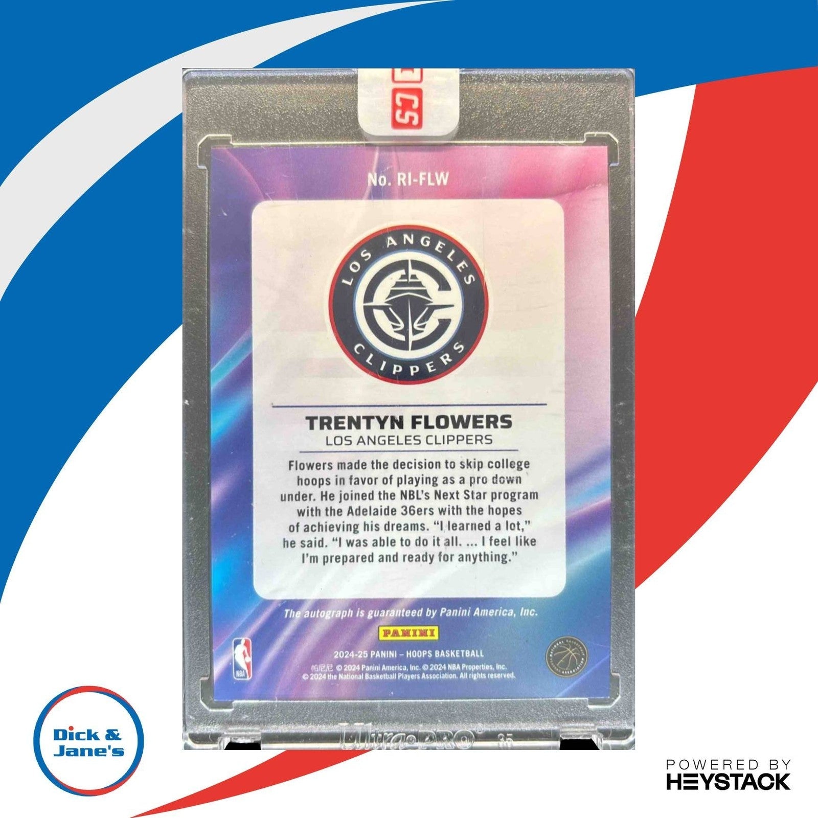 2024-25 Panini Hoops Trentyn Flowers Rookie Ink Red 9/25 #RI-FLS Auto Clippers - Sports Cards