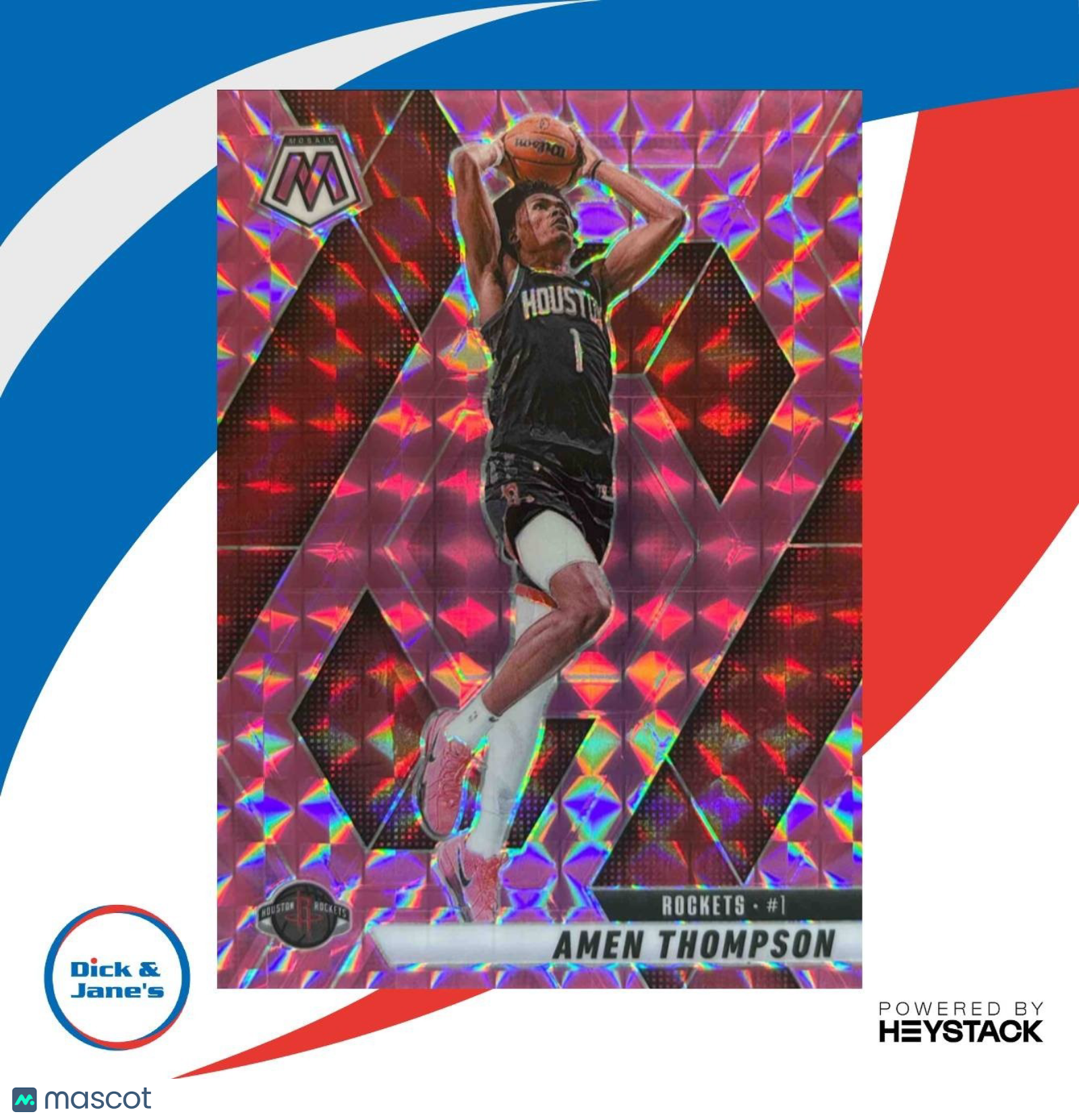 2024-25 Panini Mosaic Amen Thompson Pink 8/175 #10 Houston Rockets - Sports Cards