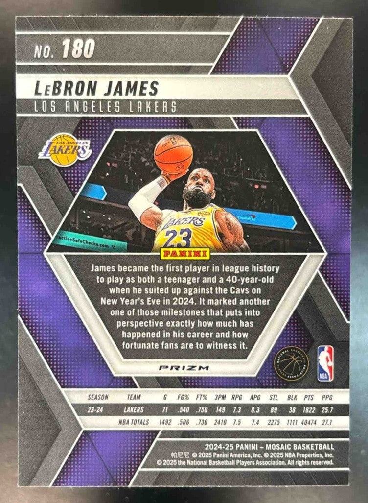 2024-25 Panini Mosaic LeBron James Silver Mosaic #180 Los Angeles Lakers - Sports Cards