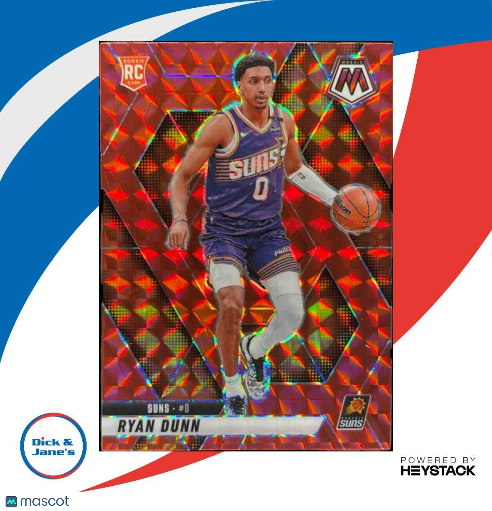 2024-25 Panini Mosaic Ryan Dunn Red Mosaic #233 RC Phoenix Suns - Sports Cards