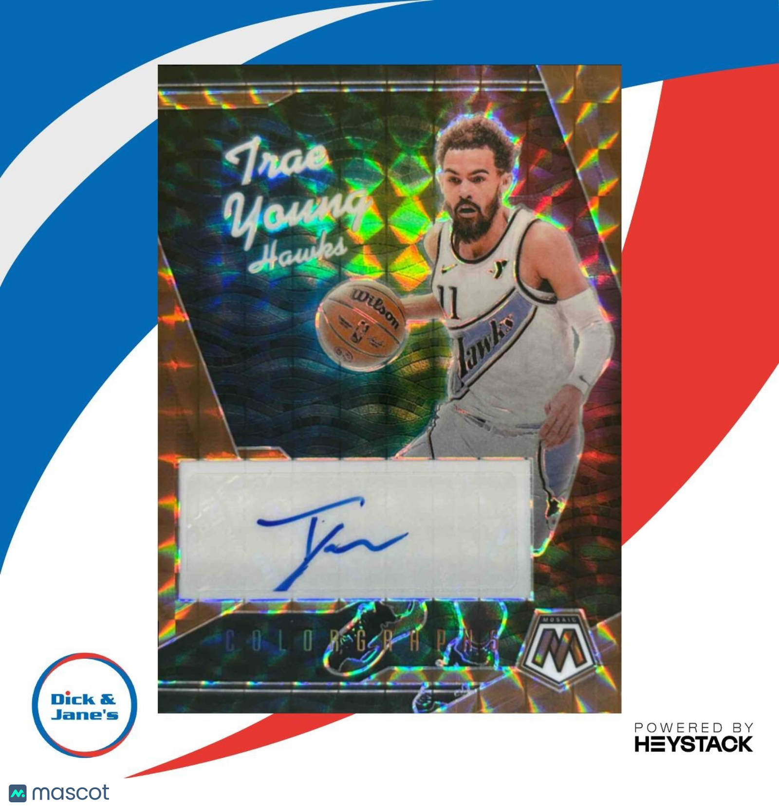 2024-25 Panini Mosaic Trae Young Colorgraphs Bronze 12/49 Auto Atlanta Hawks - Sports Cards