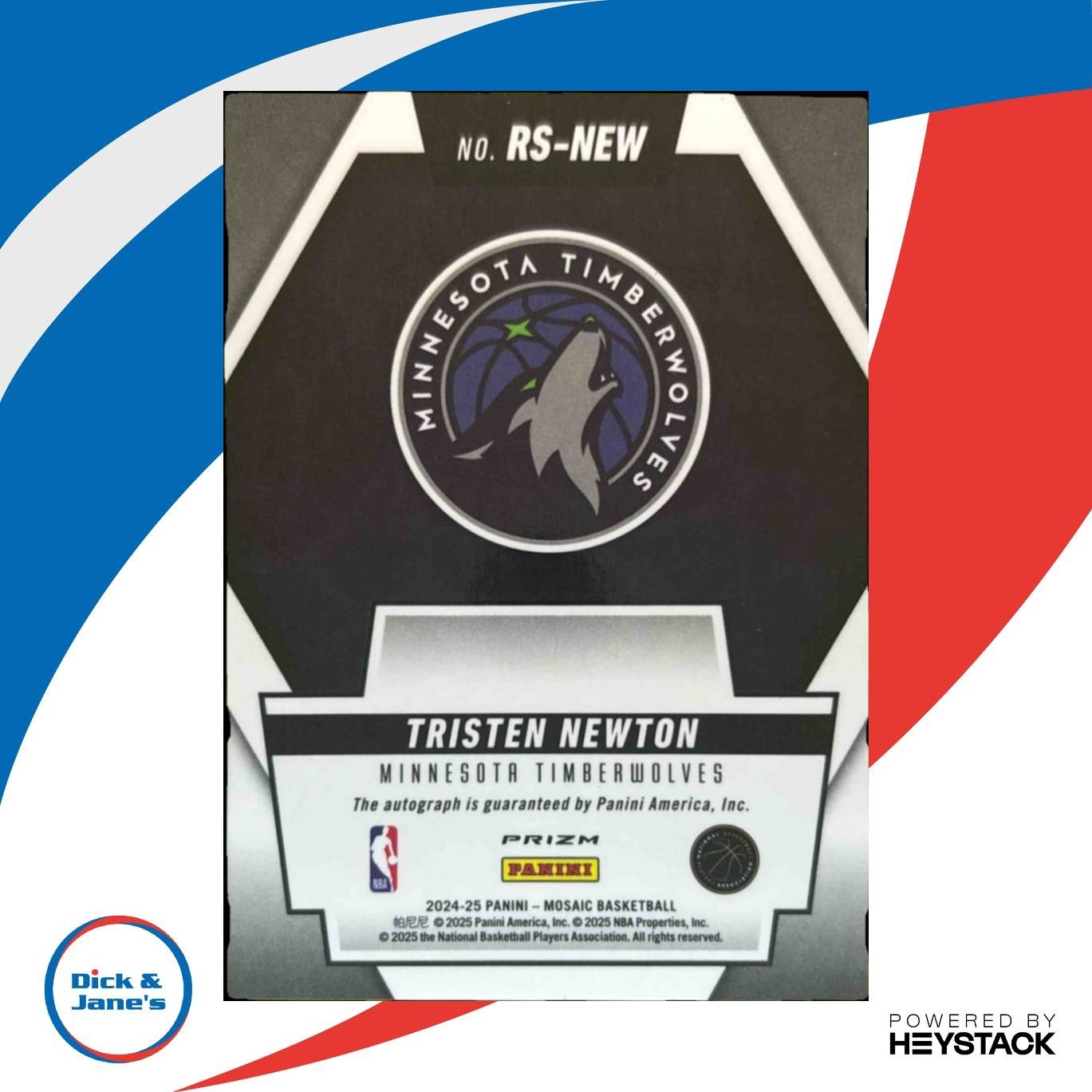 2024-25 Panini Mosaic Tristen Newton Rookie Scripts RC Auto Timberwolves - Sports Cards