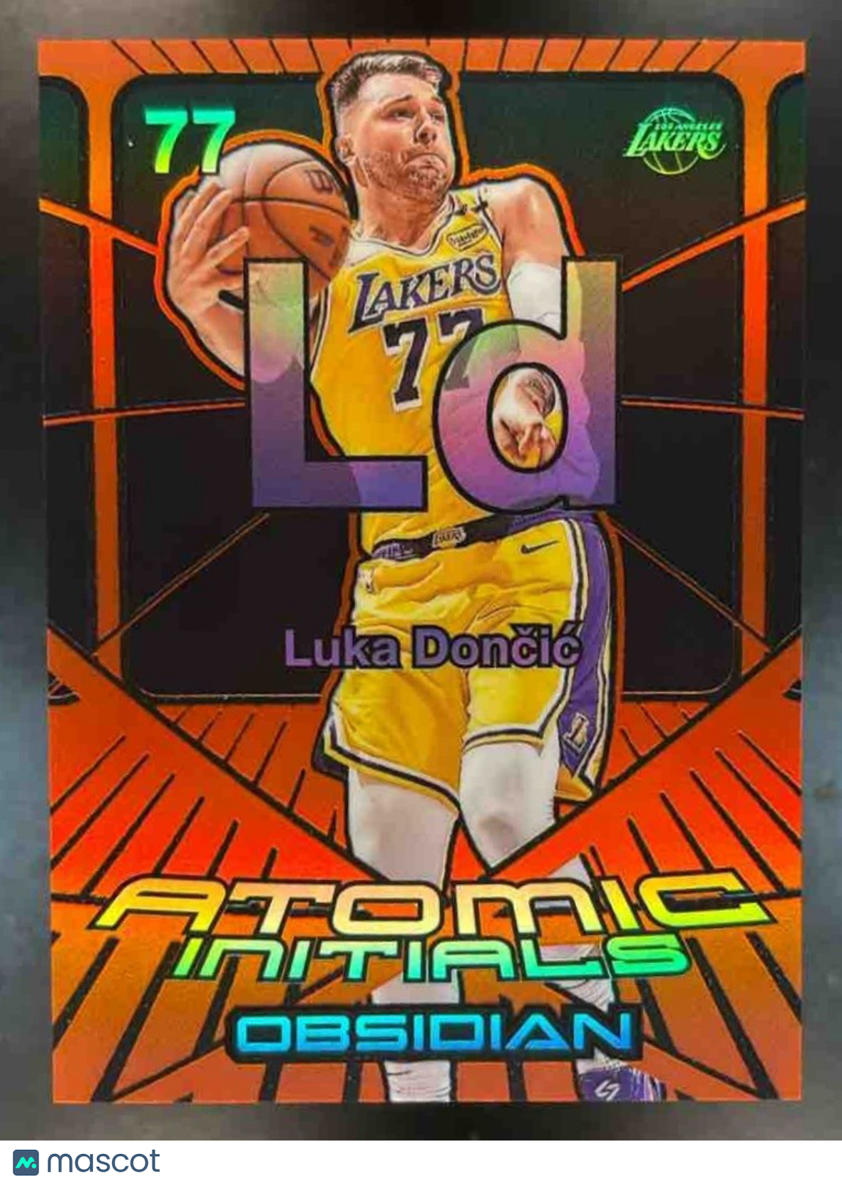 2024-25 Panini Obsidian Luka Doncic Atomic Initials Orange Flood /99 #7 Lakers - Sports Cards
