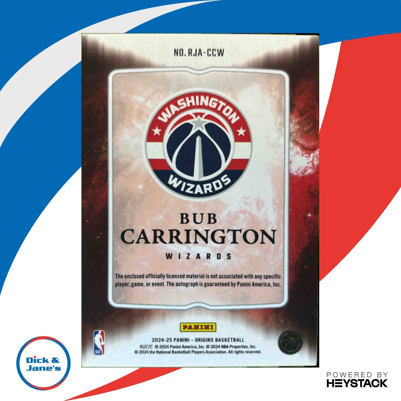 2024 25 Panini Origins Bub Carrington Rookie Jersey Auto RC Washington Wizards Sports Cards