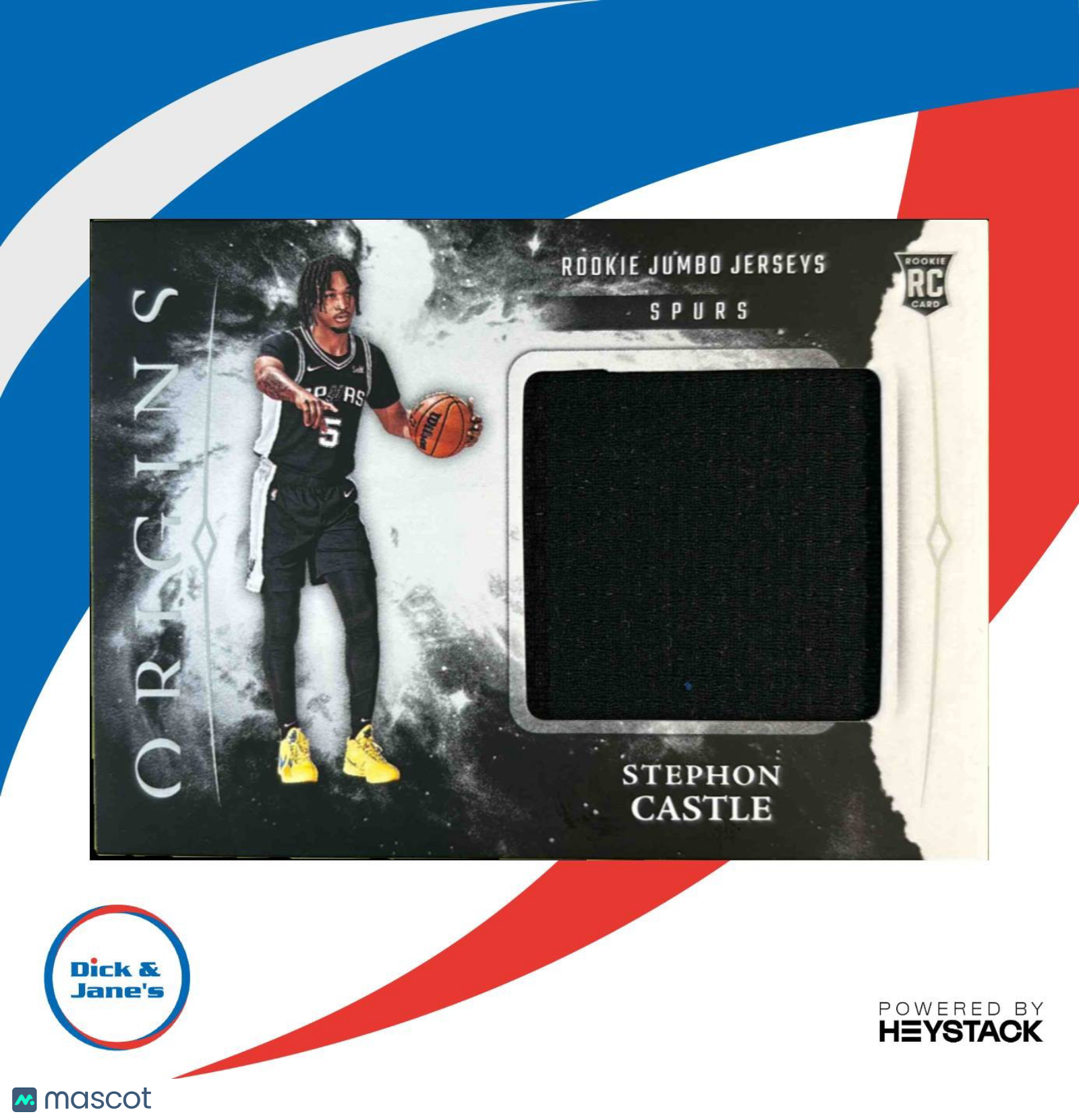 2024 25 Panini Origins Stephon Castle Rookie Jumbo Jerseys RC San Antonio Spurs Sports Cards